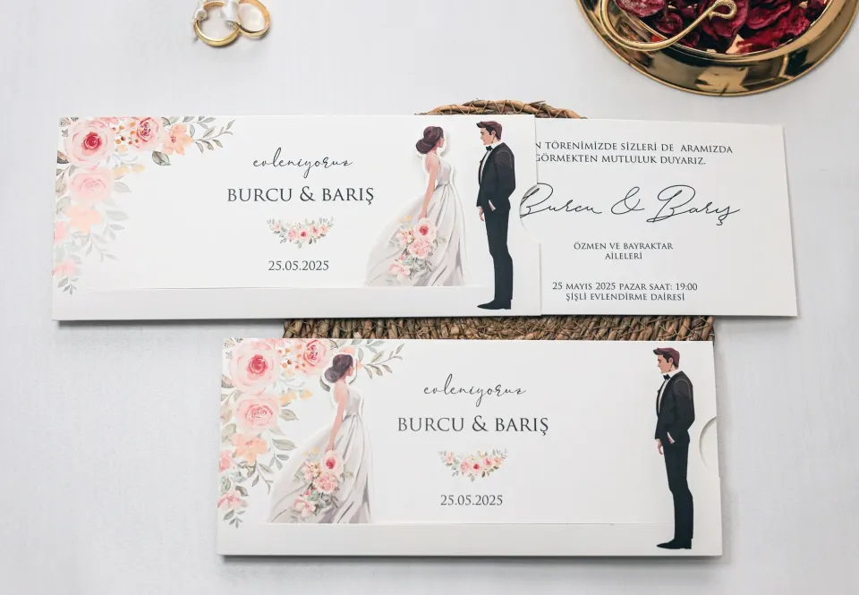 Armoni Çekmeli Gelin Damat Davetiye 2445