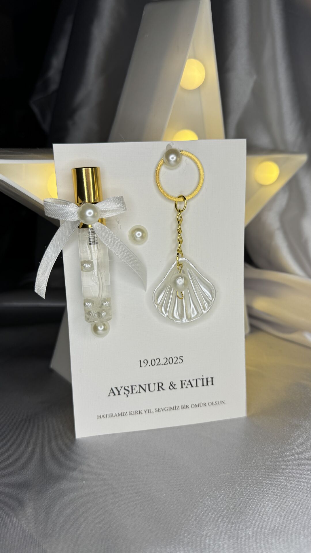 İstridye Anahtarlık & Parfüm Nikah Hediyeliği