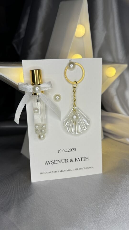 İstridye Anahtarlık & Parfüm Nikah Hediyeliği