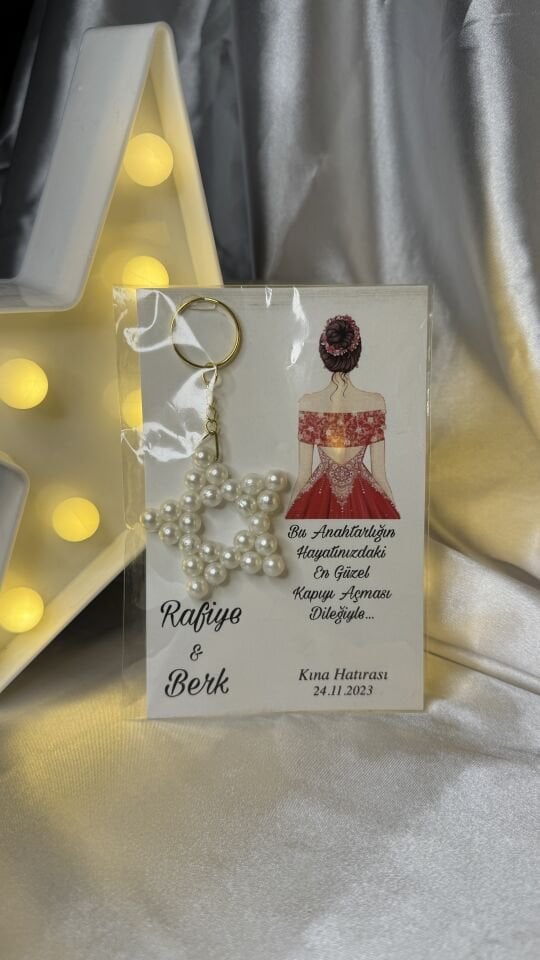 İnci Yıldız Anahtarlık – Kına Hediyeliği